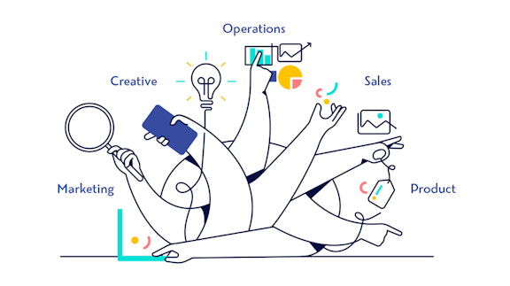 Illustration of company teams